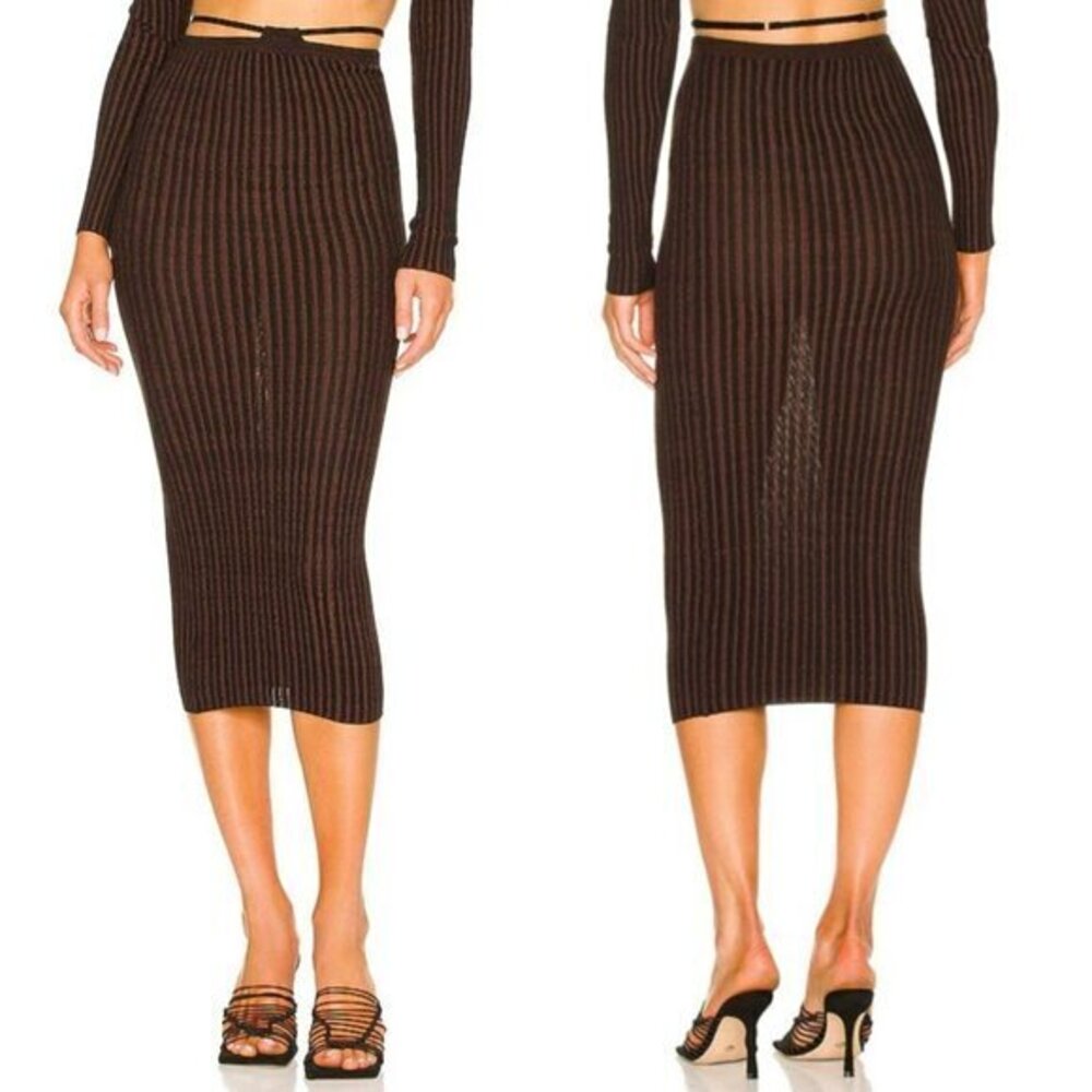 h:ours Lina Midi Skirt in Dark Oak